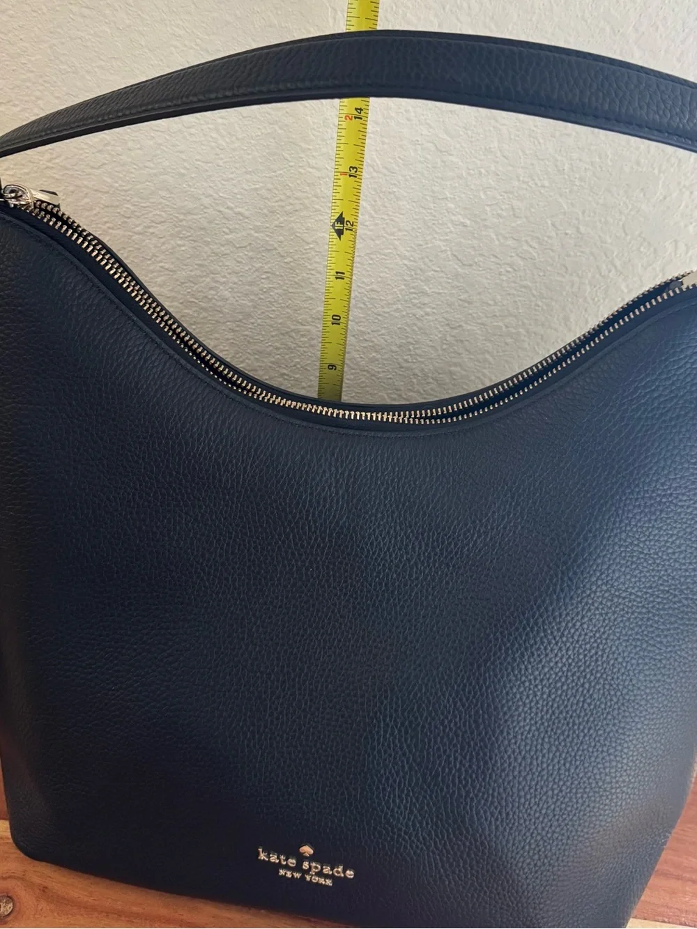 kate spade Black Pebbled Leather Shoulder Bag with Gold Hardware